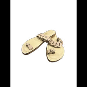 Kino Key West Women's Leather Cream Sandals Toe Loop Size 9 Handmade NWOT